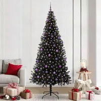 vidaXL Meubles de haute qualité Arbre de Noël avec 300 LED avec support Noir 240 cm PVC - 6501609