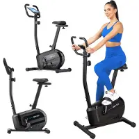 Gymtek Vélo d'appartement magnétique, vélo pour la maison - jusqu'à 125kg - 8 niveaux de résistance, masse d'inertie de 7kg - écran LCD - pour Home Gym Fitness