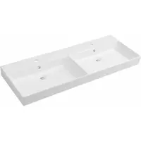 Sapho KARE 120 lavabo double en céramique 120x46cm, pour meuble de salle de bains. blanc