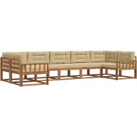 vidaXL Ensemble de canapés d'extérieur avec coussins 7 pièces Nature et Beige