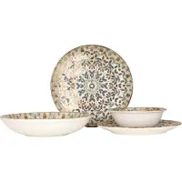 RINART Set de vaisselle (Large) - Aztec - 24 pièces - 6 personnes - Porcelaine