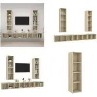 vidaXL Armoires TV murales 4 pièces Chêne Sonoma Bois composite - Armoire TV - Meubles TV suspendus - Meubles TV suspendus
