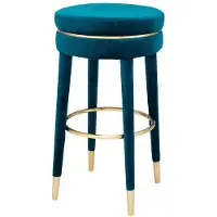 Demotex GmbH Casa Padrino tabouret de bar luxe bleu / laiton Ø 41 x H. 78 cm - Tabouret rond en velours - Meubles de luxe