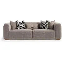 AEA Ensemble de canapés quatre places Fauteuil Canapé en tissu Tables basses Gris Set 6pcs