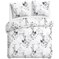 Darymex Linge de lit, linge de lit en satin de coton, Satynlove 180x200 1558-1 Fleurs noires