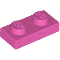 LEGO 100x 1x2 assiettes 3023 - Assiette Rose foncé - Rose foncé
