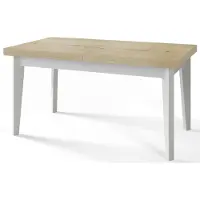 Alpi Möbel Skandi Table de salle à manger, rectangulaire, extensible, dimensions : 160-210 x 90 x 78 cm, table de salon, couleur : Halifax, avec pieds en bois de couleur blanche