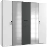 Wimex Armoire Lima 225 x 58 x 208 cm, blanc graphite, avec tiroirs coulissants