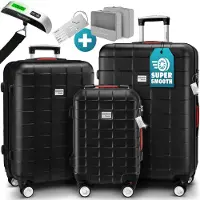 B2X Ensemble de bagages à coque rigide, 3 pièces, ABS noir avec serrure TSA