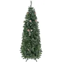 HOMCOM Sapin de Noël artificiel 180 cm avec 618 branches enneigées, support en acier, arbre de Noël artificiel avec socle pliable en acier, vert