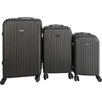 HOME DELUXE Set de valises – 3 pièces, noir | Roulettes pivotantes à 360° et poignée télescopique, set de valises à coque rigide avec roulettes, set de valises à roulettes