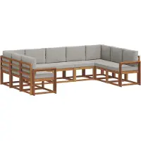 vidaXL Ensemble de canapés d'extérieur avec coussins 9 pièces Naturel et gris clair