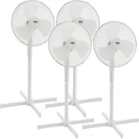 BURI Ventilateur sur pied , 45W | Réglable en hauteur (120-130 cm) | 3 vitesses | 5 pales | Ø 43 cm | Fonctionnement silencieux | Angle d'inclinaison réglable | Blanc