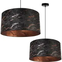 Light11 HOME Werona lampe à suspendre industrielle pour salon chambre à coucher et salle à manger - Lampe à suspendre en métal avec abat-jour en marbre - 23x45 cm