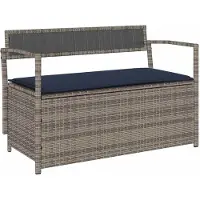 Syfax Banc de rangement de jardin avec coussin gris résine tressée