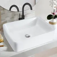 ZMH lavabo céramique lavabo suspendu rectangulaire 40 × 30 × 13 cm lavabo suspendu avec trou de robinetterie à poser sur le lavabo pour salle de bain WC invités lavabo