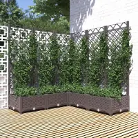 Prolenta Maison Exclusive - Bac à plantes avec treillis, marron, 120 x 120 x 121,5 cm, PP