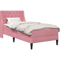 Syfax Cadre de lit avec matelas Rose 100 x 200 cm Velours