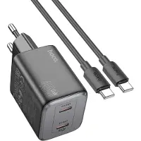 Hoco N42 GaN 45W + câble de charge USB-C QC 3.0 Chargeur rapide Fiche secteur Quick Charge Adaptateur secteur noir