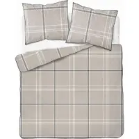 Detexpol Elégante literie de luxe en percale 220x200 avec bordure à carreaux
