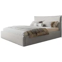 Alpi Möbel Lit 180x200 - Lit Coffre de Rangement Moderne - Cadre en Bois - Tissu Élégant Puente - Collection Rimini - Gris