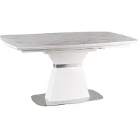 Feldmann-Wohnen Table de salle à manger table à colonne Solin 160-210x90x76cm marbre blanc extensible