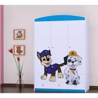 BDW , Armoire avec tiroirs, pour chambre à coucher, 128×190cm, 3 portes, bleu 4