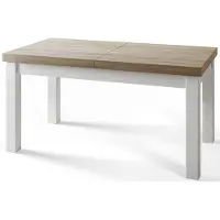 Alpi Möbel Table de salle à manger rectangulaire classique, table extensible, dimensions : 200-300 x 100 x 78 cm, table de salon, couleur : Sonoma, avec pieds en bois de couleur blanche