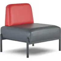 AEA Schwarz Rot Ledersofa Flur Diele Art Deco Leder Sessel Edelstahl 1-Sitzer