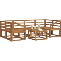 vidaXL Ensemble de salon de jardin 7 pièces en bois d'acacia massif, finition naturelle