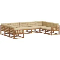 vidaXL Ensemble de salon de jardin 9 pièces, couleurs naturelles et beige