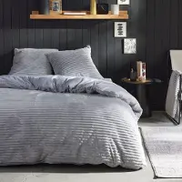 TODAY Parure de lit, Cotelé, 2 personnes, 220 x 240 cm, Gris uni, 100% Polyester