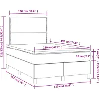 vidaXL Lit Boxspring avec matelas & LED Noir 120x190 cm Similicuir