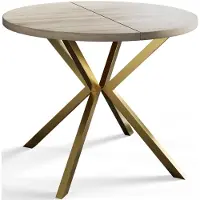 Alpi Möbel AlpiMeble Table de salle à manger ronde LOFT LITEN, table extensible diamètre : 120 cm/200 cm, table de salon couleur : beige, avec pieds en métal de couleur or
