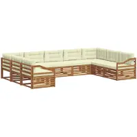 vidaXL Ensemble de salon de jardin 9 pièces, bois d'acacia massif, couleurs naturelles et crème