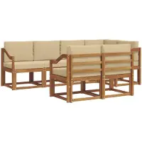 vidaXL Ensemble de canapés d'extérieur avec coussins 7 pièces Nature et Beige