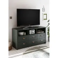 IMV Meuble TV bas Ascot, 130 cm, vert, style cottage