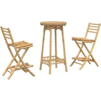 Syfax Ensemble de bar d'extérieur pliable en bambou 3 pcs