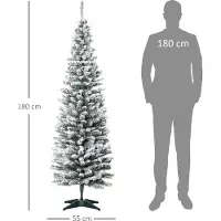 Youjia Arbre de Noël artificiel, 210 cm, branches enneigées en PVC, pliable, support métallique, vert/blanc