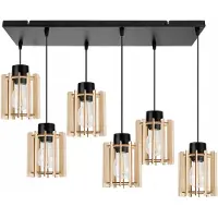 Light11 HOME Suspension, lustre, bois, abat-jour LED
