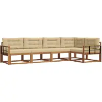vidaXL Ensemble de canapés d'extérieur avec coussins 5 pièces Nature et Beige