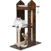 Northix Arbre à chat avec poteaux en sisal et balles suspendues, 120 cm, marron