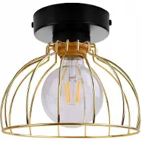 Light11 HOME Élégant plafonnier LED avec abat-jour en fil métallique doré – Lampe au design moderne