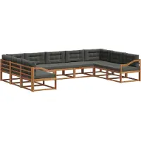 vidaXL Ensemble de canapés d'extérieur avec coussins 9 pièces Nature et Anthracite