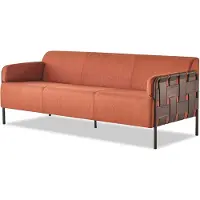 AEA Ledersofa 3-Sitzer Orange Sofa Modern Couch Dreisitzig Weich Sitzmöbel