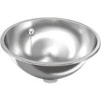 Kwc Baignoire ronde , modèle RONDO, en acier inoxydable, finition haute brillance, dimensions 387 x 155 mm, avec trop-plein, et garniture de vidange et de trop-plein