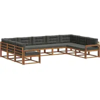 vidaXL Ensemble de salon de jardin 9 pièces, couleurs : naturel et anthracite