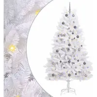 Syfax Sapin de Noël artificiel Blanc 120 x 120 x 240 cm PVC et métal