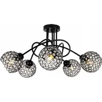 Light11 HOME Light-Home Crystal lampes d'éclairage de plafond - plafonnier industriel pour le salon chambre à coucher et salle à manger - lampe suspendue en verre avec métal 5-flamme - noir