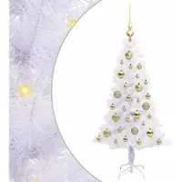 Syfax Sapin de Noël artificiel avec 150 LED Blanc 120 cm PVC et Acier